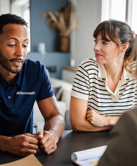 Aftermath employee with client