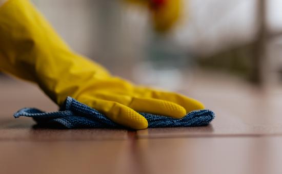 cleaning with gloves 