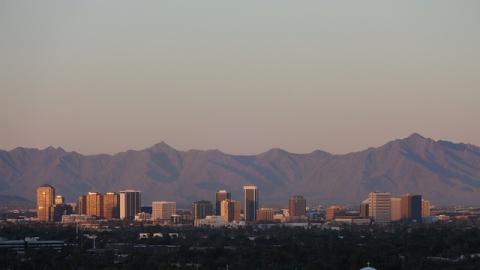 Phoenix city skyline with mountains in the background