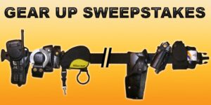 Aftermath Gear Up Sweepstakes banner with tactical belt.