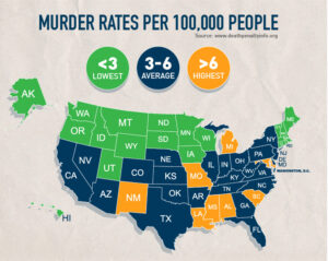 Homicide Map and murder rates in the U.S.