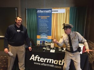 Aftermath booth at police conference.