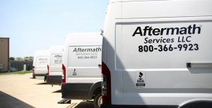 Aftermath crime scene cleanup vans in Illinois.