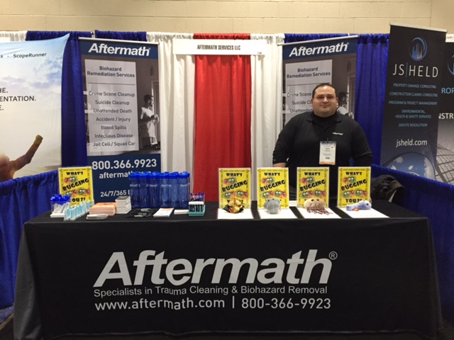 Aftermath booth at PLRB Claims Conference in Boston.