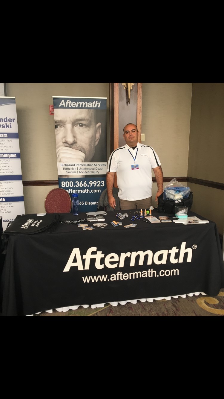 Aftermath booth. Visiting Southeastern Homicide Investigators Assoc. Conference.