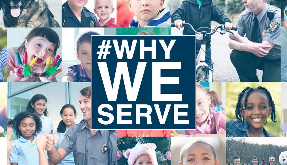 2017 #whyweserve header with assorted images of first responders and kids.