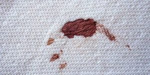 closeup of blood stain on fabric