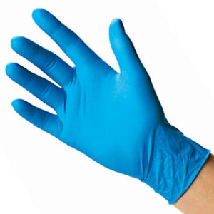 Blue rubber glove.